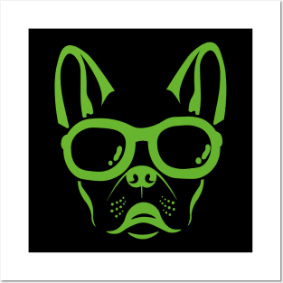 green french bulldog head Posters and Art